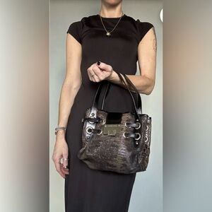 Jimmy Choo Riki Hobo Lizard Embossed Patent bag